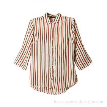 Astylish Women V Neck Striped  Blouses Tops